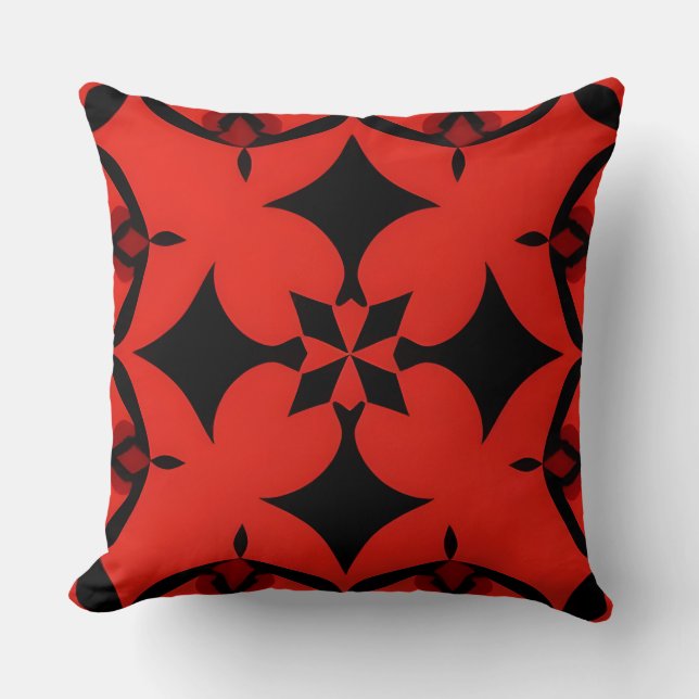 Red and Black Geometric Abstract Art  Cushion (Front)