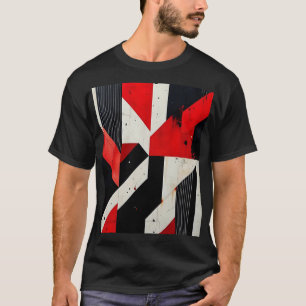 Red and Black Geometric Design T-Shirt