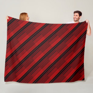 Red and Black Geometric Patchwork Quilt Fleece Blanket
