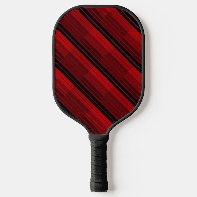 Red and Black Geometric Patchwork Quilt  Pickleball Paddle (Front)