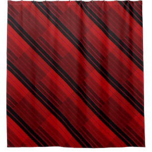 Red and Black Geometric Patchwork Quilt  Shower Curtain