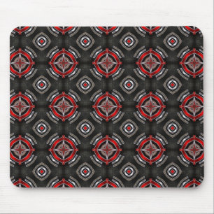 Red and Black Geometric Pattern Mouse Mat