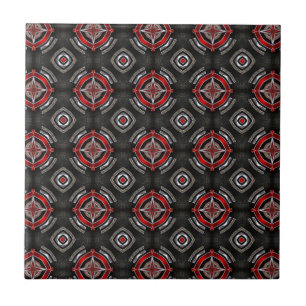 Red and Black Geometric Pattern Tile