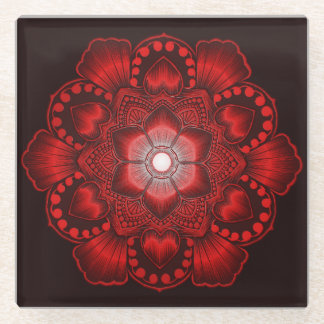 Red and black glass coaster