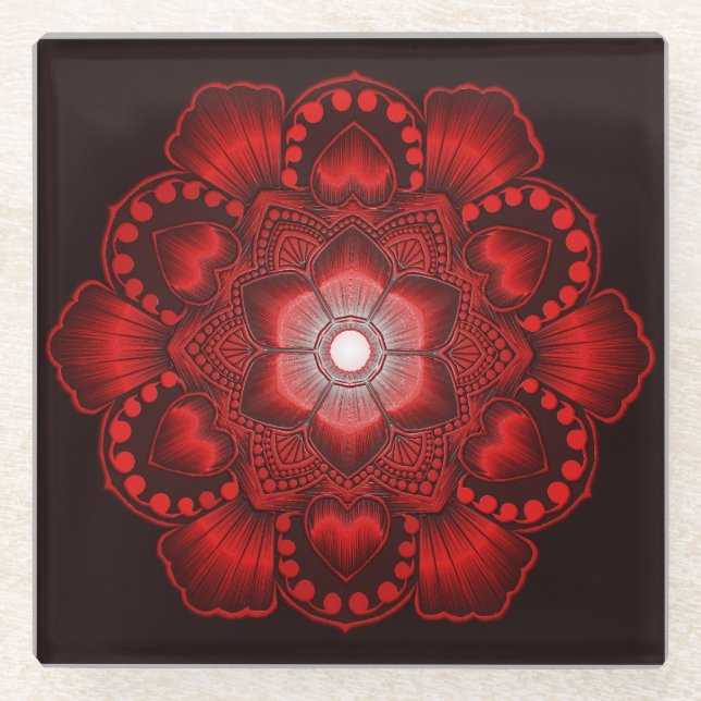 Red and black glass coaster (Front)
