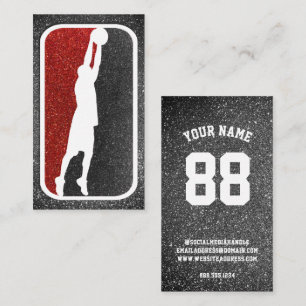 Red and Black Glitter Basketball Team Jersey Business Card