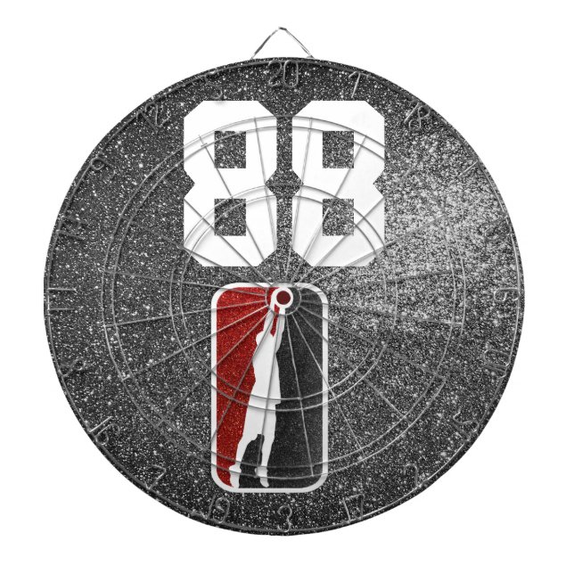 Red and Black Glitter Basketball Team Jersey Dartboard (Front)