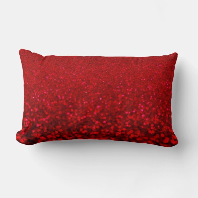 Red and black glitter Ombre Lumbar Cushion (Front)