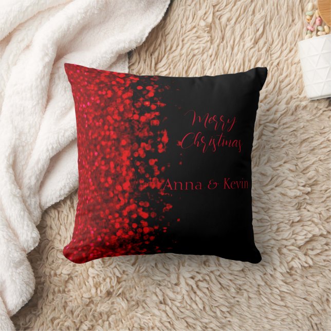Red and black glitter Ombre Throw Pillow (Blanket)