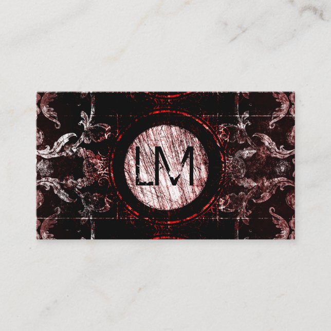 Red and Black Gothic Moon Business Card (Front)