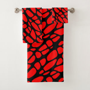 Red and Black Gothic Organic Web Pattern Bath Towel Set