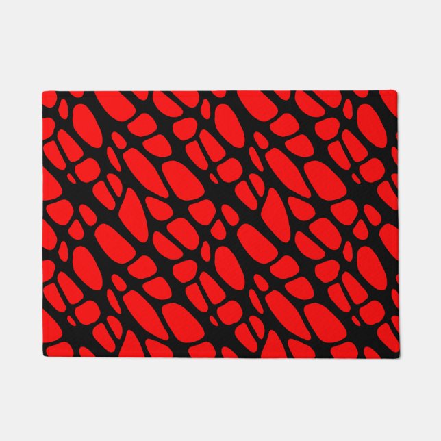 Red and Black Gothic Organic Web Pattern Doormat (Front)