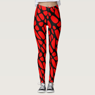 Red and Black Gothic Organic Web Pattern Leggings