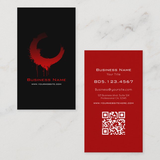 Red and Black Gradient Paint Swirl Design – Custom Business Card (Front/Back)