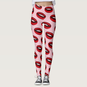 Red and Black Gradient Rings Leggings
