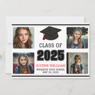 Red and Black Graduation  Announcement