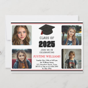 Red and Black Graduation Invitation