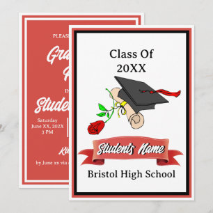 Red and Black Graduation Party Class of 2023 Invitation