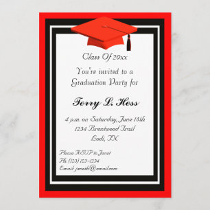 Red and Black Graduation Party Invitation