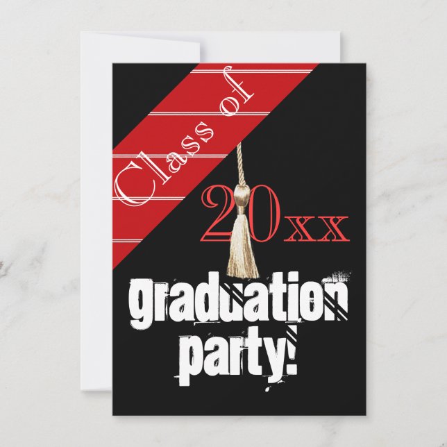 Red and Black graduation party Invitation (Front)