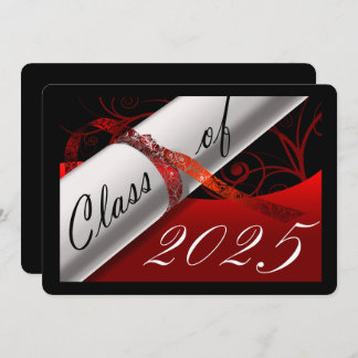 Red and Black Graduation Party Invitation