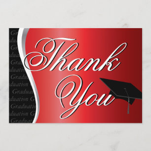 Red and Black Graduation Thank You Card