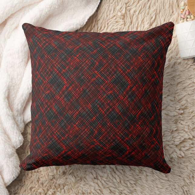 Red and black grid pattern  cushion (Blanket)