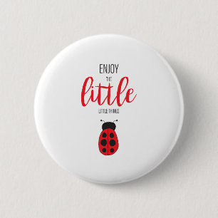Red and Black Hand Drawn Baby Ladybug Cute Bug 6 Cm Round Badge