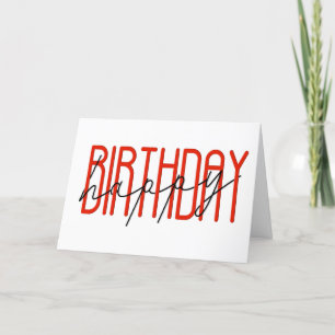 Red and Black Happy Birthday Card