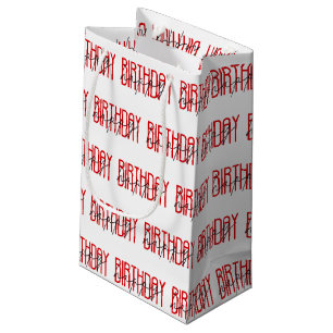 red and black happy birthday design small gift bag