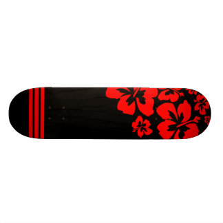 Red and Black Hawaiian Influenced Skateboard Deck