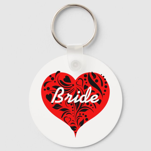 Red And Black Heart Bride Key Ring (Front)