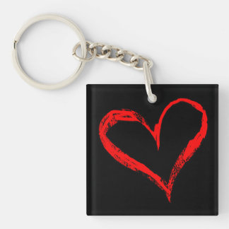 Red and Black Heart Doublesided Keychain