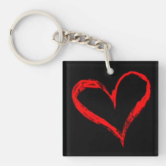 Red and Black Heart Doublesided Keychain (Front)