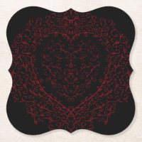 Red and Black Heart Gothic Wedding Coasters