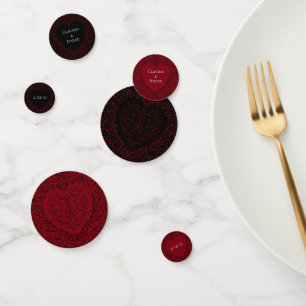Red and Black Heart Gothic Wedding Confetti