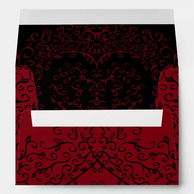 Red and Black Heart Gothic Wedding Envelopes (Back (Bottom))