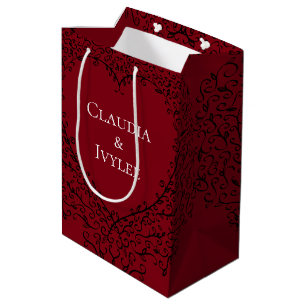 Red and Black Heart Gothic Wedding Gift Bag