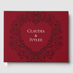 Red and Black Heart Gothic Wedding Guest Book