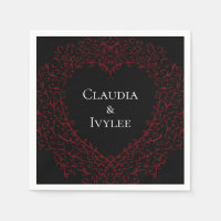 Red and Black Heart Gothic Wedding Napkins