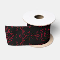Red and Black Heart Gothic Wedding Ribbon
