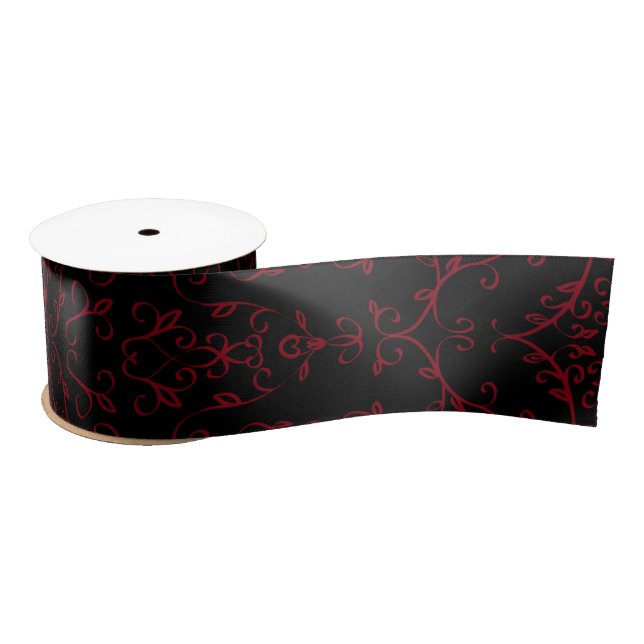 Red and Black Heart Gothic Wedding Ribbon Satin Ribbon (Spool)