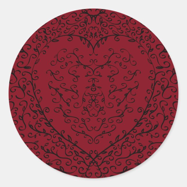 Red and Black Heart Gothic Wedding Stickers (Front)