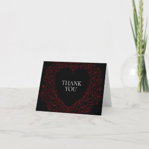 Red and Black Heart Gothic Wedding Thank you cards