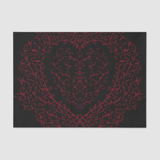 Red and Black Heart Gothic Wedding Tissue Paper (Front)