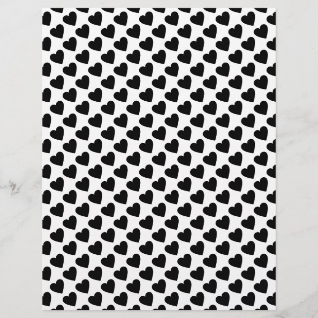 Red and Black Heart Love Patterned Scrapbook Paper (Front)