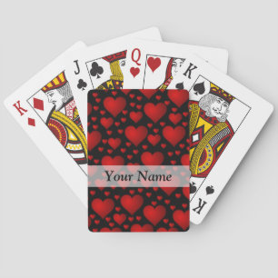 Red and black heart pattern playing cards