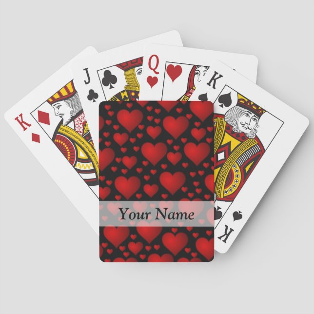 Red and black heart pattern playing cards (Back)