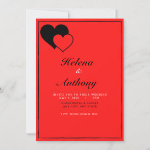 Red and Black Heart Wedding Invitation