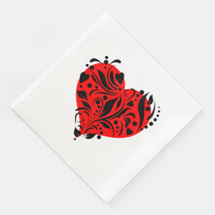 Red And Black Hearts Napkin